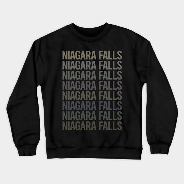 Gray Text Art Niagara Falls Crewneck Sweatshirt by flaskoverhand